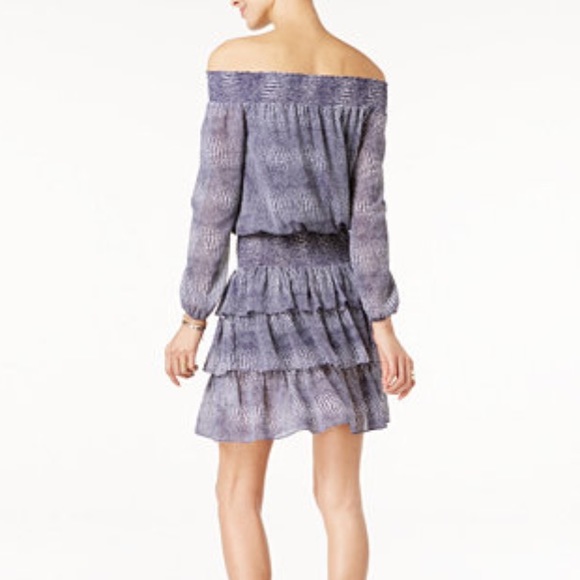 Michael Kors Zephyr Chiffon Off The Shoulder Dress - Picture 3 of 6