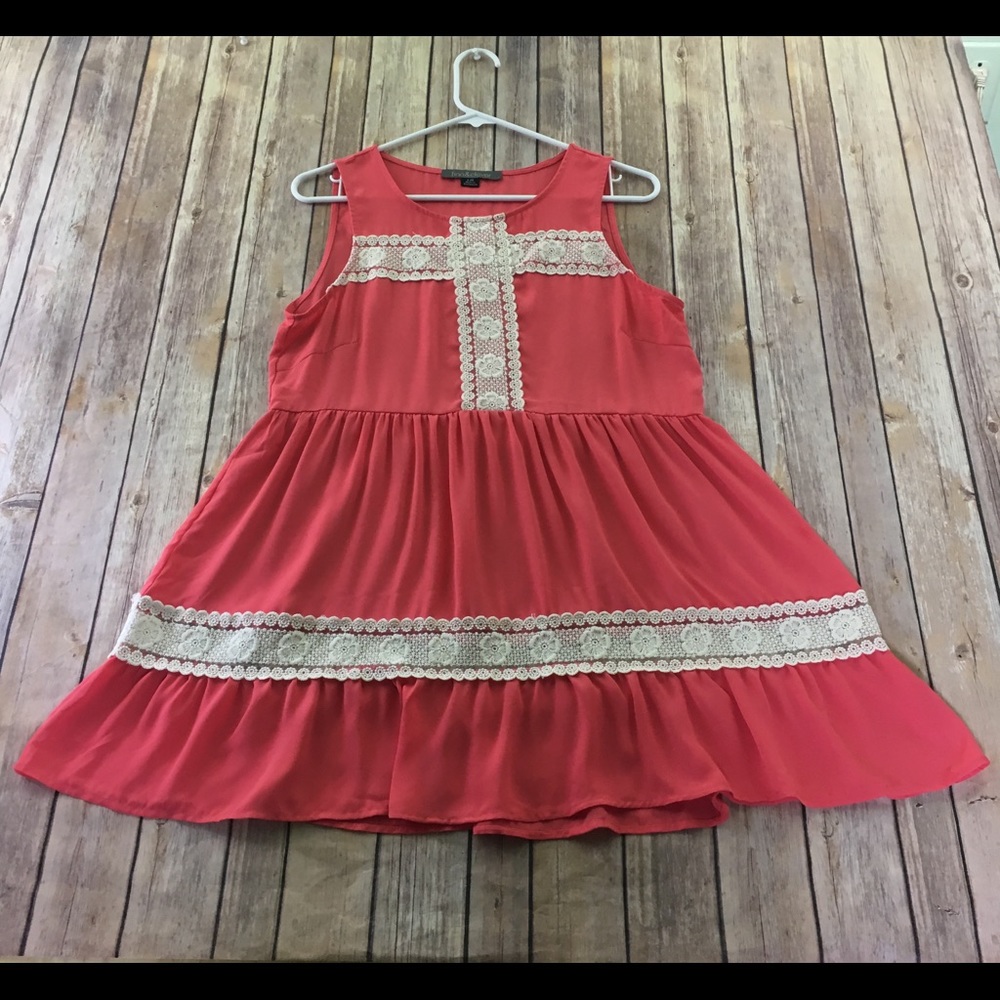 Finn & Clover Coral Dress Baby Doll Lace Juniors