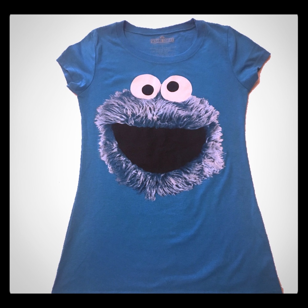 Cookie Monster Glitter Tee Soft NWOT