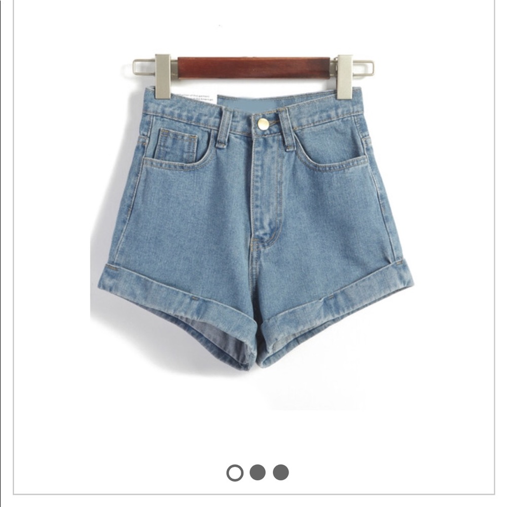High-waisted jean shorts