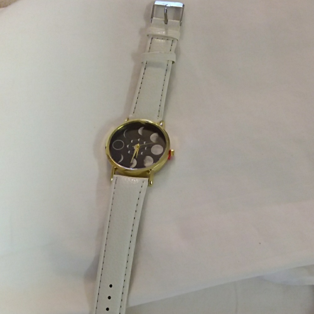 Solar moon phase lunar eclipse watch, white - Picture 3 of 7