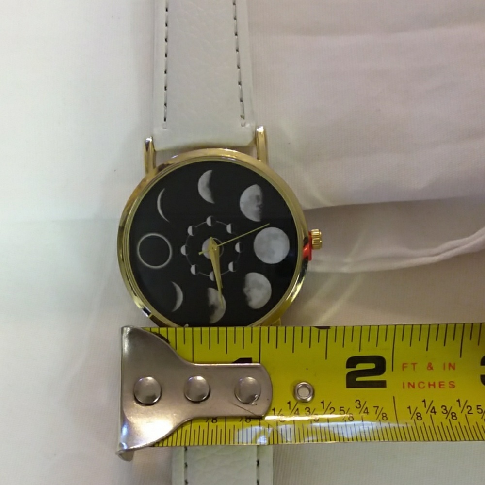 Solar moon phase lunar eclipse watch, white - Picture 6 of 7