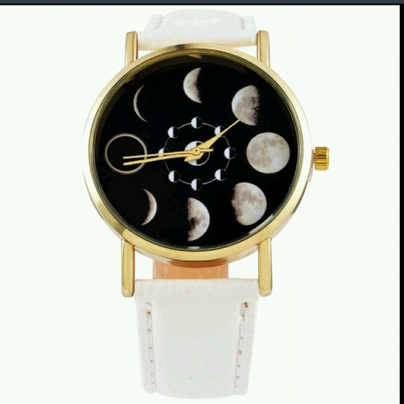 Accessories - Solar moon phase lunar eclipse watch, white
