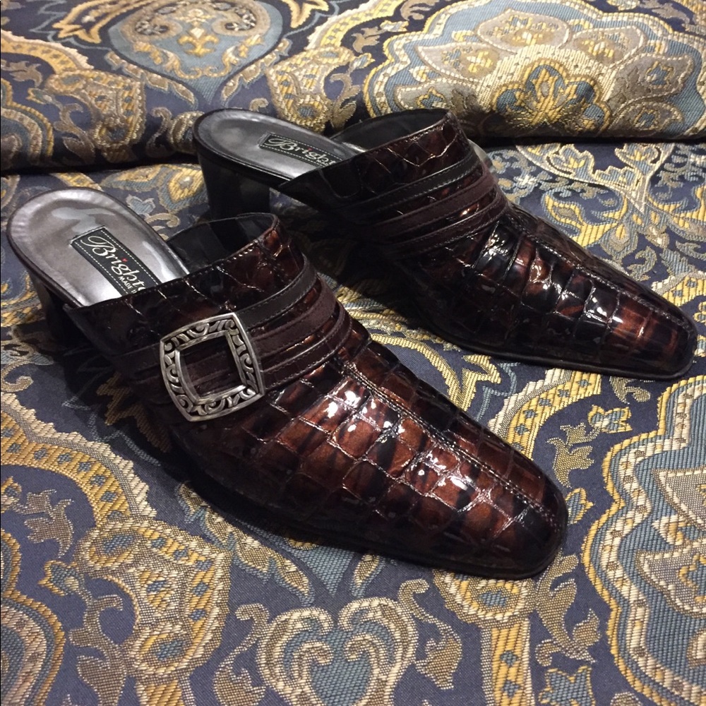 Brighton bronze mules