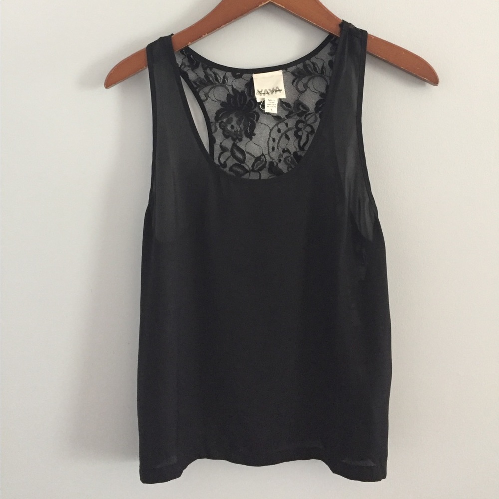 Boho sheer flowy tank with lace back