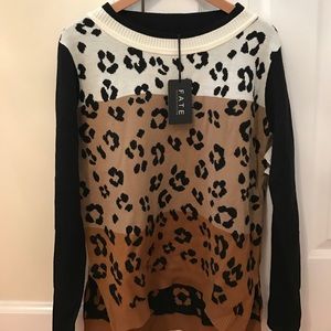 LF Leopard Color Block Sweater