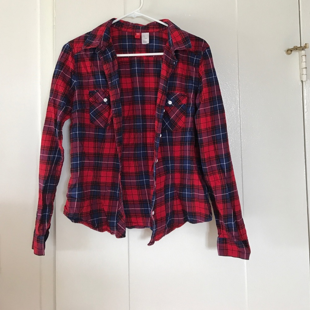 H&M plaid button down size 10
