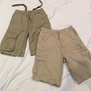 Two pair men's waist size 30 cargo shorts!