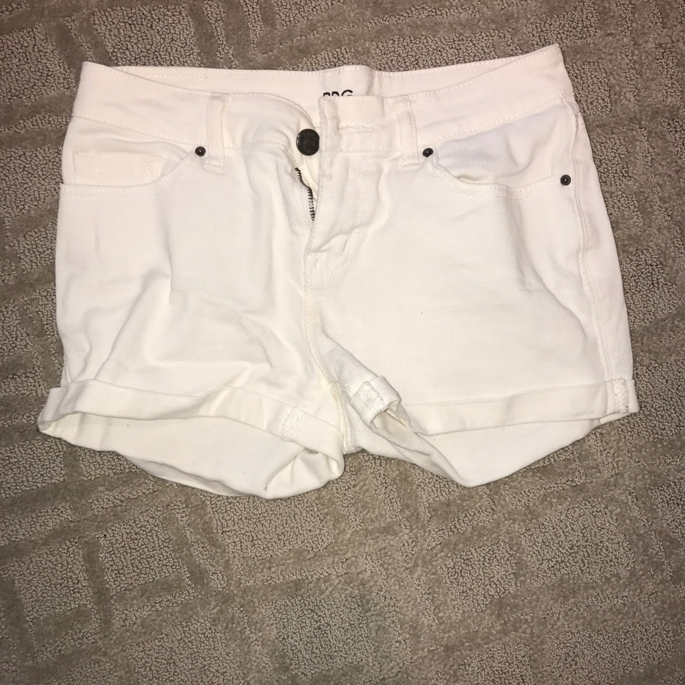BDG White Denim Cuffed Shorts