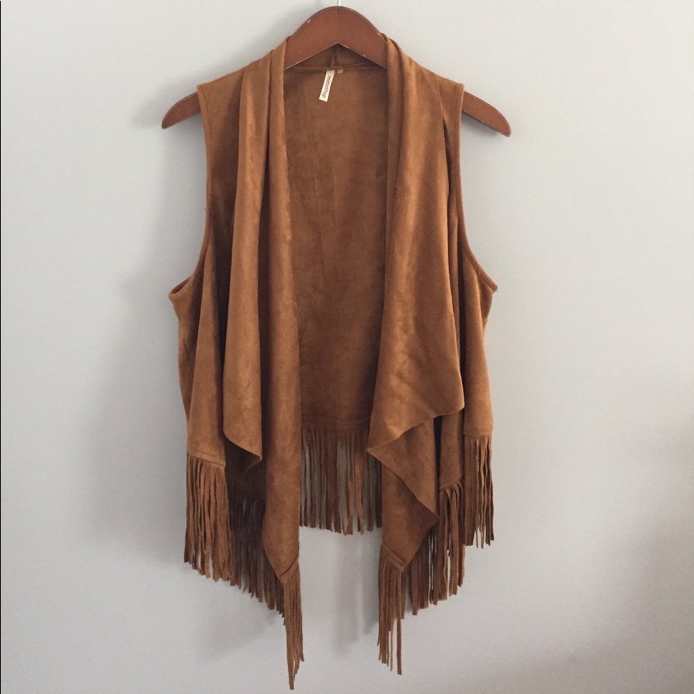 Never worn, suede boho fringe vest