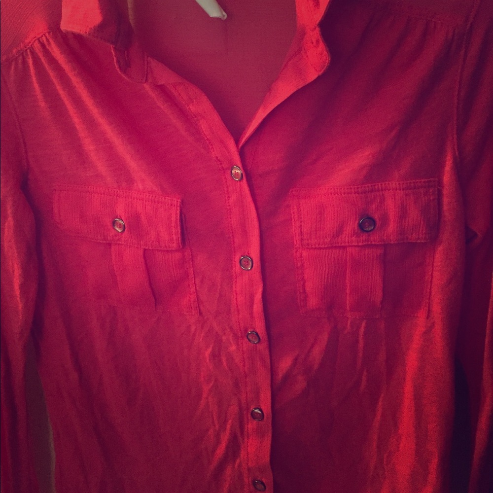 Coral Aeropostale button down blouse
