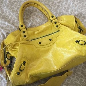 Yellow motorcycle leather bag city size