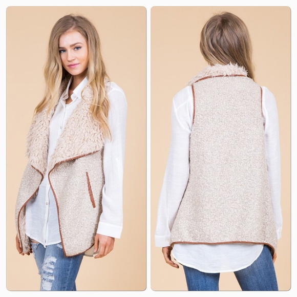 Solid Shearling Contrast Vest - Picture 2 of 2