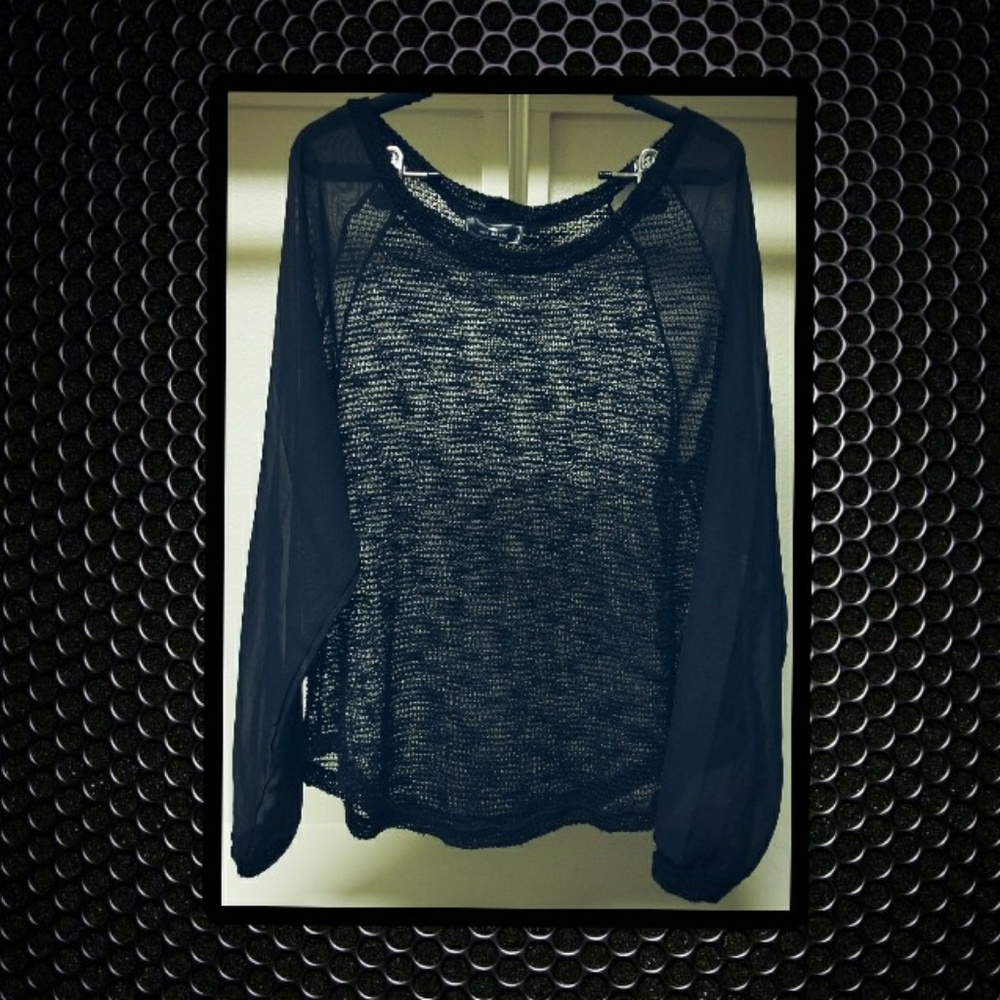Micro knit net long sleeve