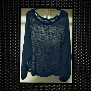 Micro knit net long sleeve