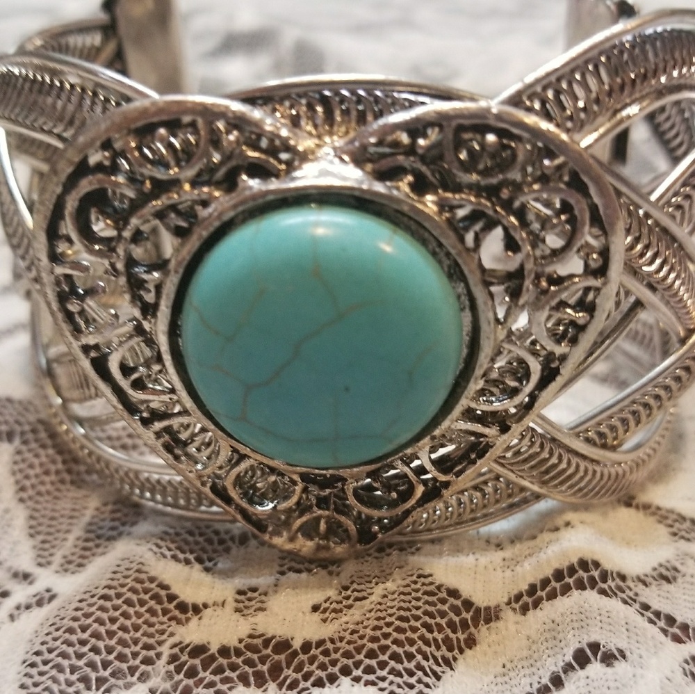 Turquoise Cuff Bangle Bracelet Boho Vintage