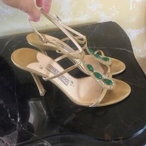 JIMMY CHOO gold stillettos size 39.5 (FITS US 8.5)