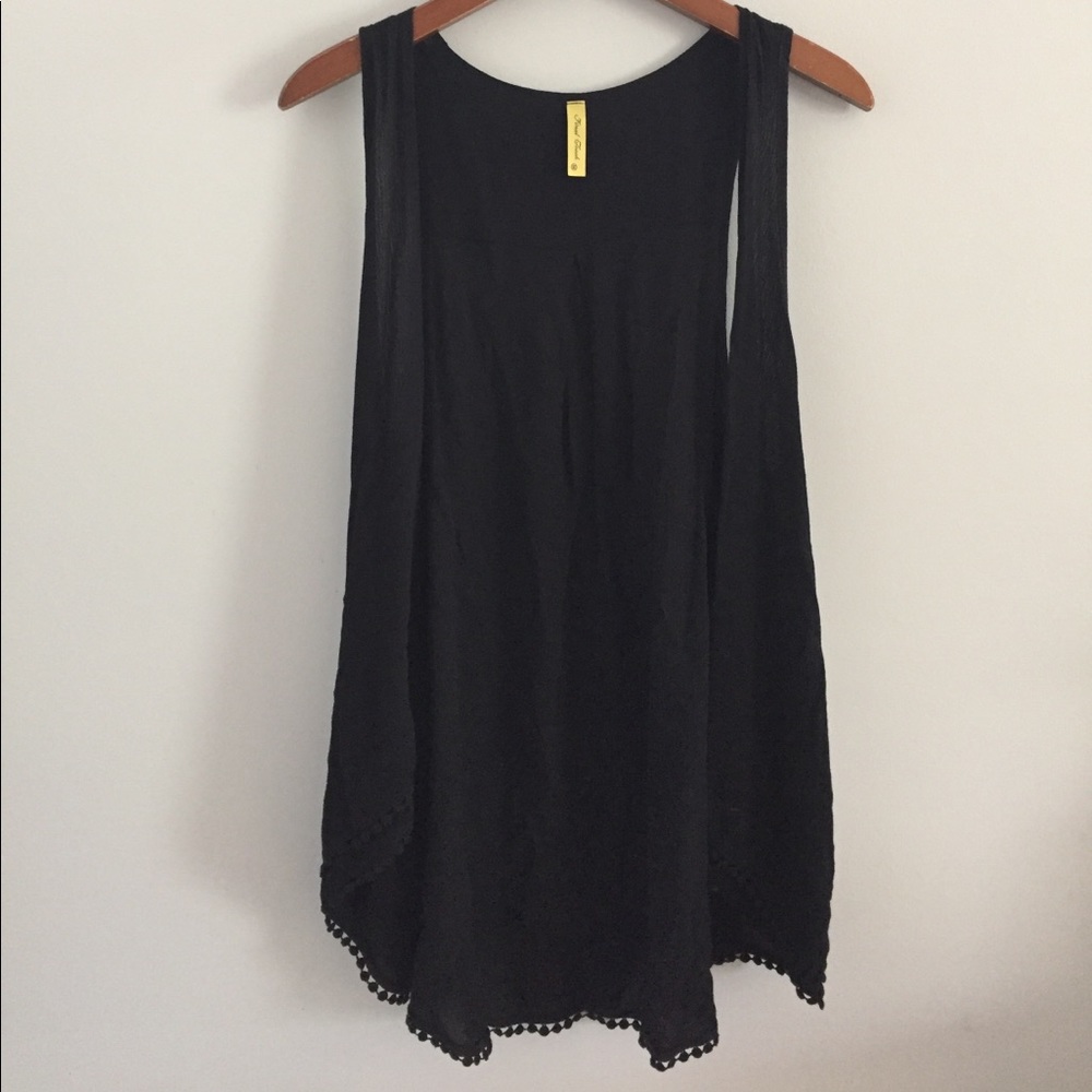 Black hippie fringe vest
