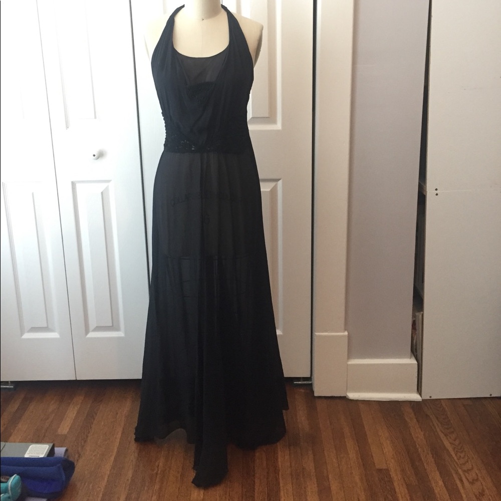 Patrizia Pepe silk halter dress - black- as 40