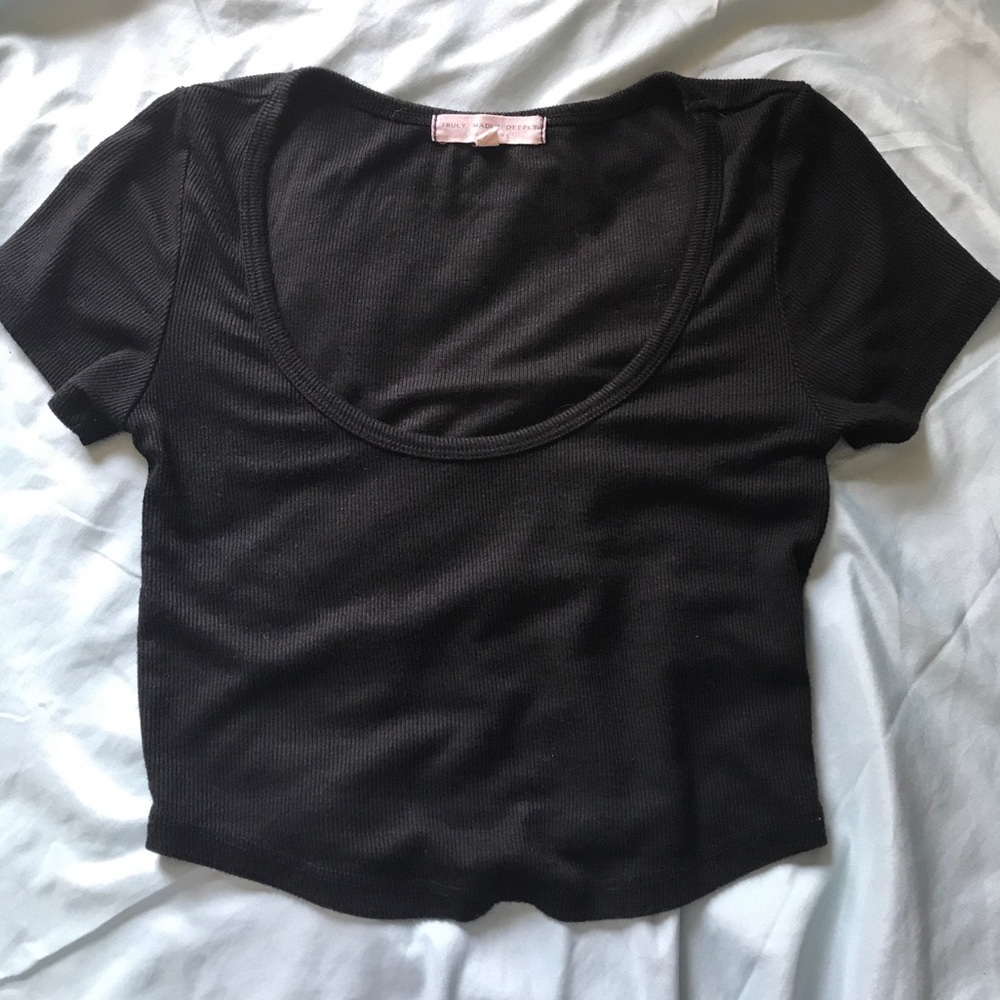 Urban outfitters crop top thinly ribbed black