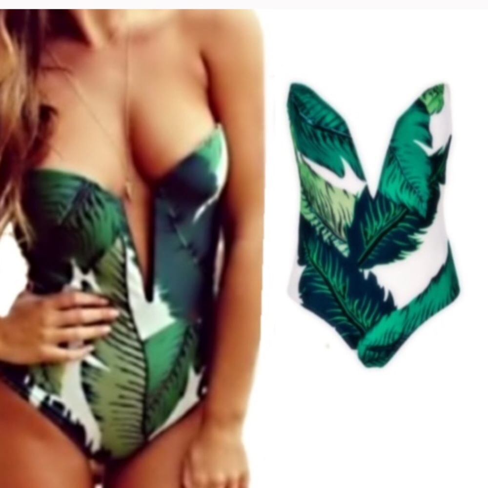 Reposh- palms leaves one piece bathing suit