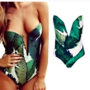 Reposh- palms leaves one piece bathing suit