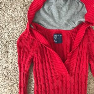 American eagle outfitters red hooded sweater