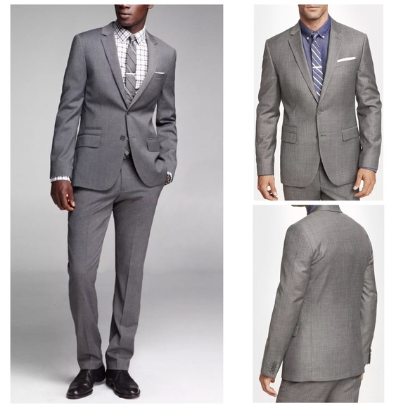 Express Photographer Slim Gray Suit Jacket Pants