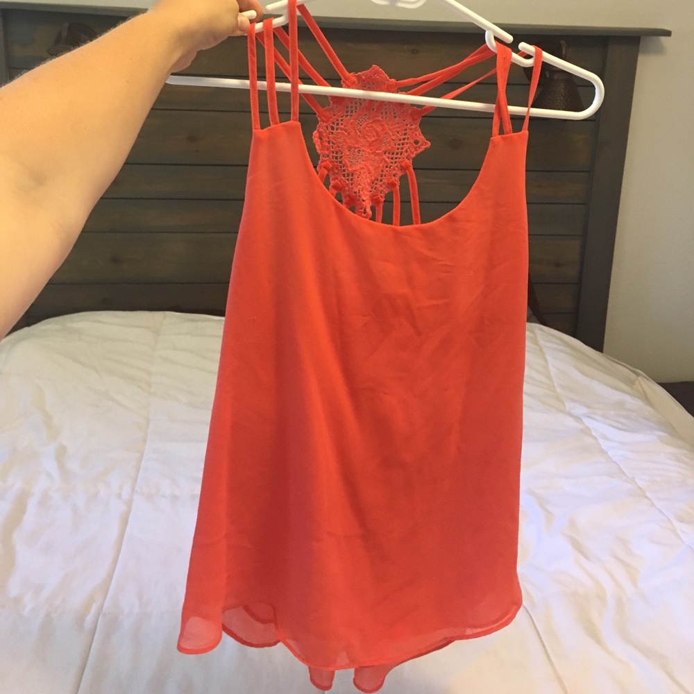 Coral strappy tank top