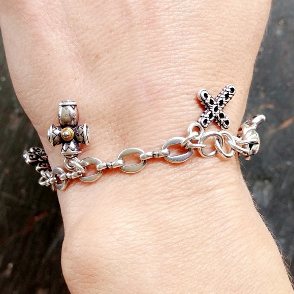 Vintage Silver Multi-Cross Charm Bracelet - Picture 2 of 6
