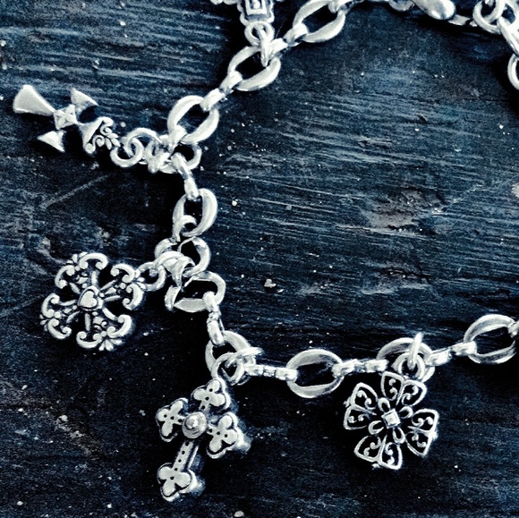Vintage Silver Multi-Cross Charm Bracelet - Picture 3 of 6