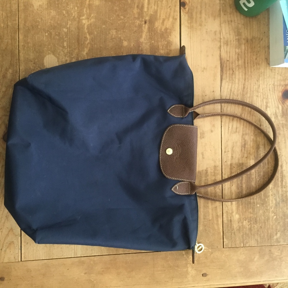 Navy longchamp large Tote