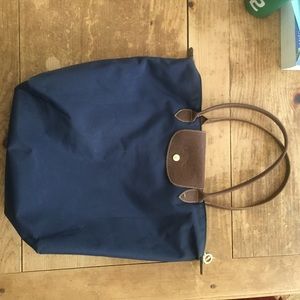 Navy longchamp large Tote