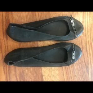 Jcrew black leather flats
