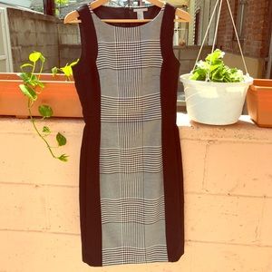 Tweed and black office-perfect sleeveless dress