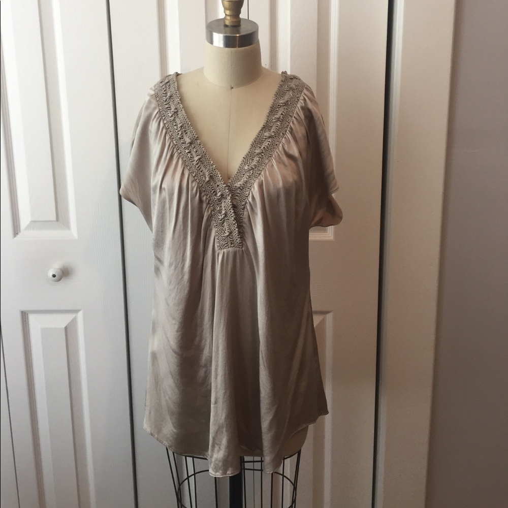 Twelves street Cynthia Vincent smocked silk shirt