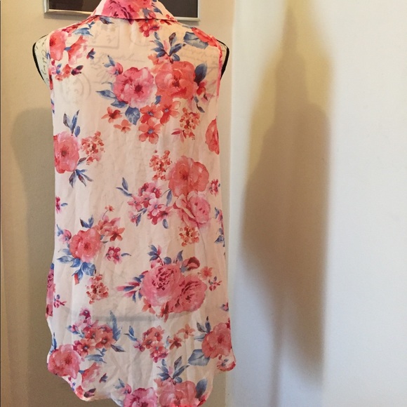 3/$20 Forever 21 hi low flowers sheer tunic - Picture 2 of 5