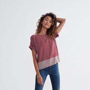 Madewell silk premiere bow-back tee in ascot tile