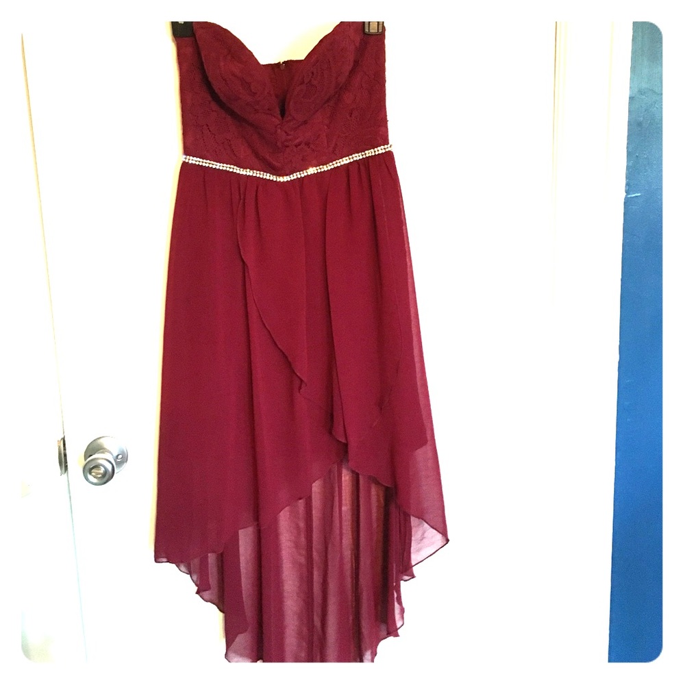 Burgundy high low fancy dress