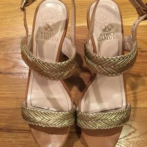 Vince Camuto Gold and Brown Wedges