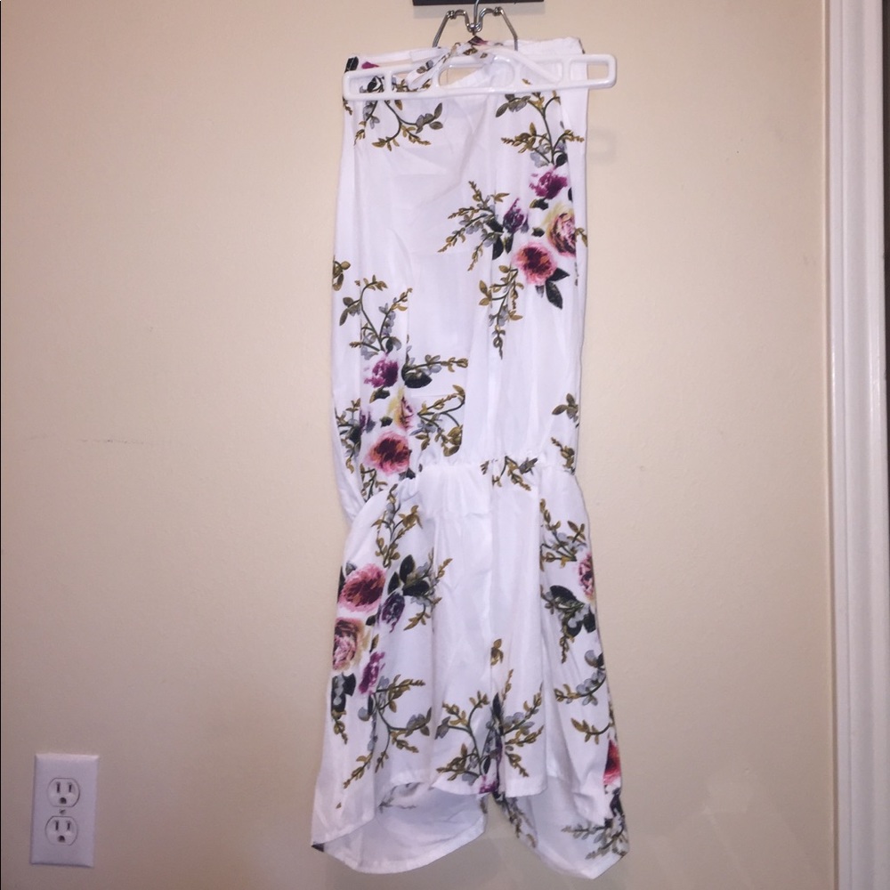 White Floral Halter Romper NWOT