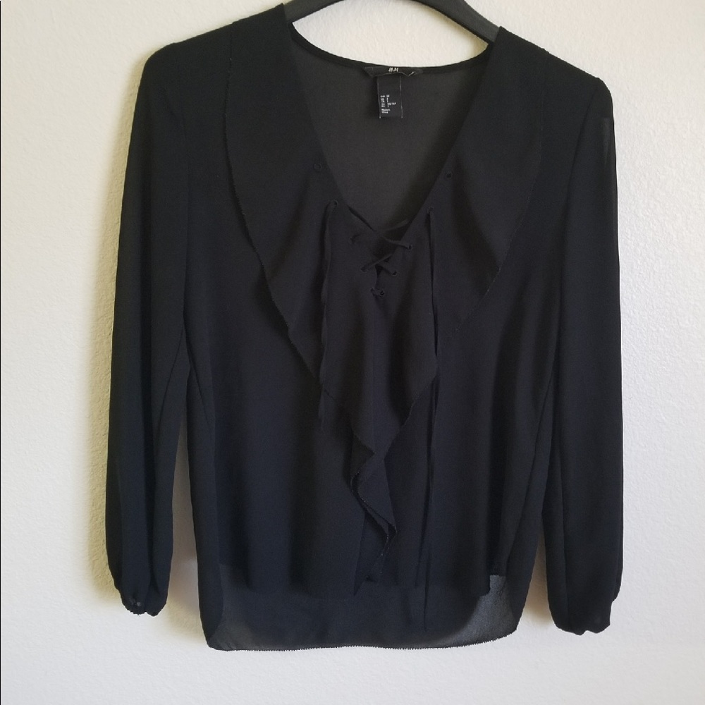 Black H&M Lace Up Blouse