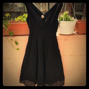 Black Crepe V-Neck Anthropologie Dress
