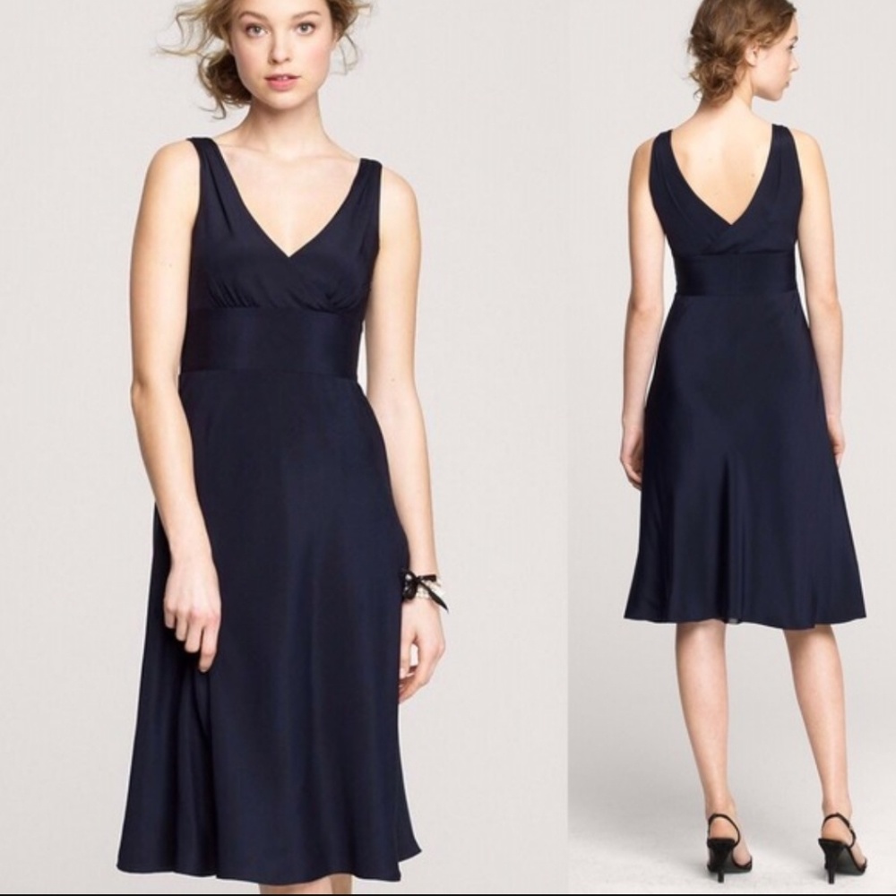 Elegant Silk J. Crew "Sophia" Dress in Navy Size 4