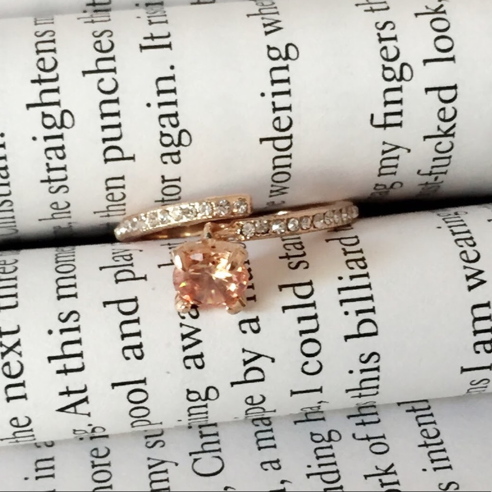 #A112 Gold and Light Brown Zircon Dangle Ring