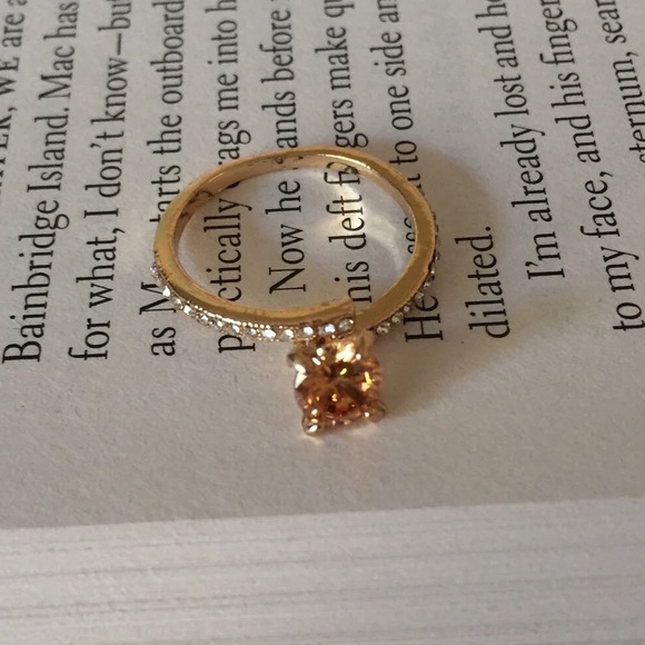 #A112 Gold and Light Brown Zircon Dangle Ring - Picture 4 of 6