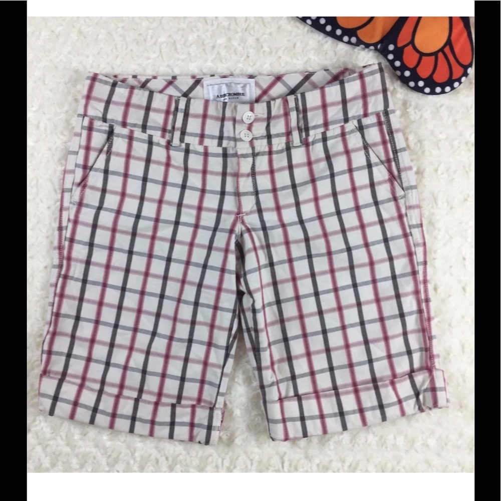 Abercrombie & Fitch Womens Plaid Shorts Cuffed Sz6