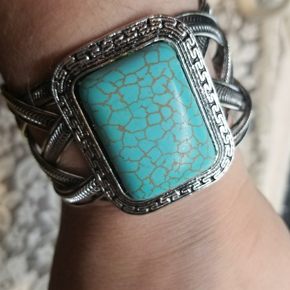 Turquoise Cuff Bangle Bracelet Boho Vintage
