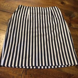 Navy and White Vertical Stripe Cotton Pencil Skirt