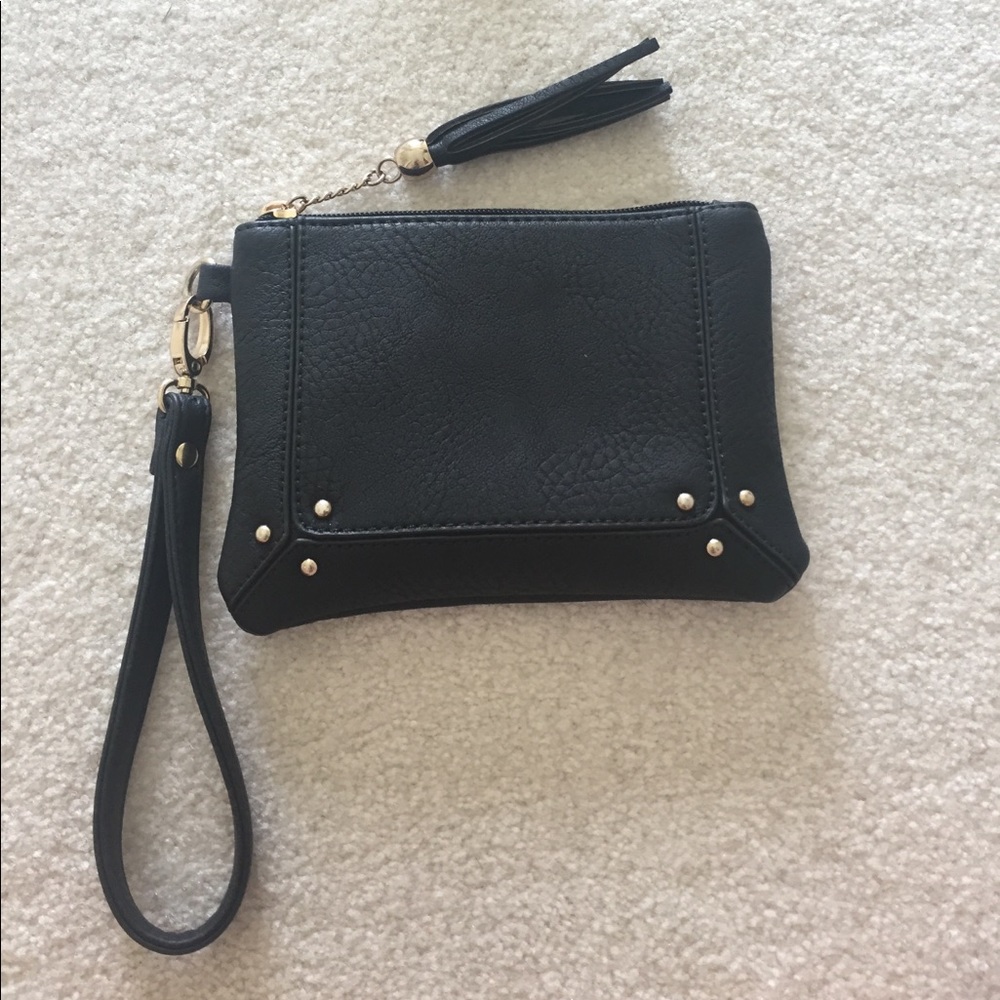 Faux leather wristlet